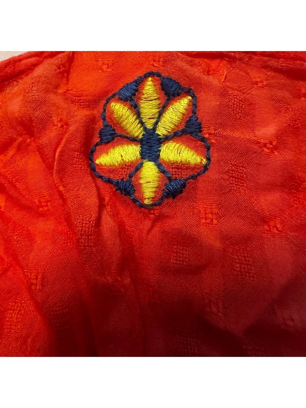 Umgee Coral Tunic / Dress (mini) with Blue and Yellow Embroidery Size Medium EUC - Picture 11 of 13